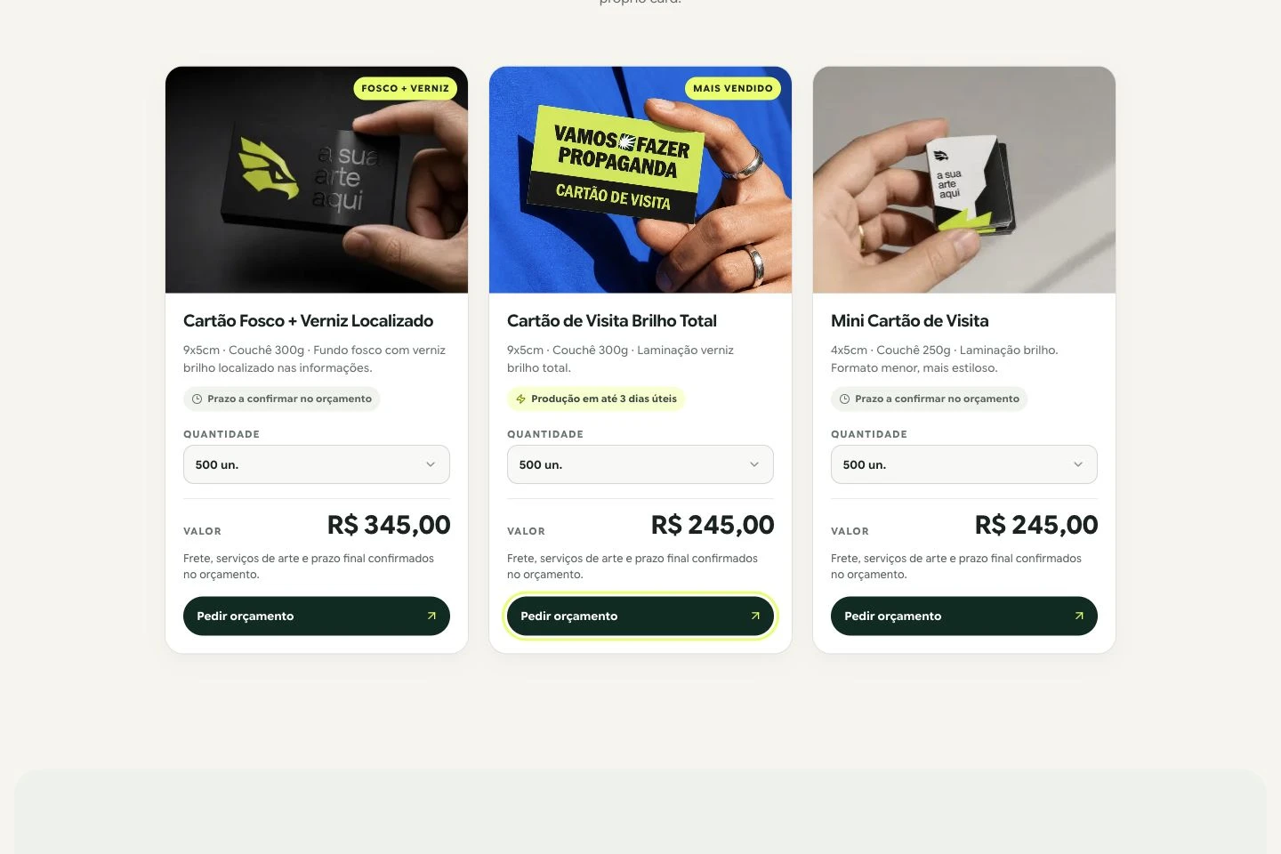 Selecting quantity and price for a product in the Aplic Gráfica catalog