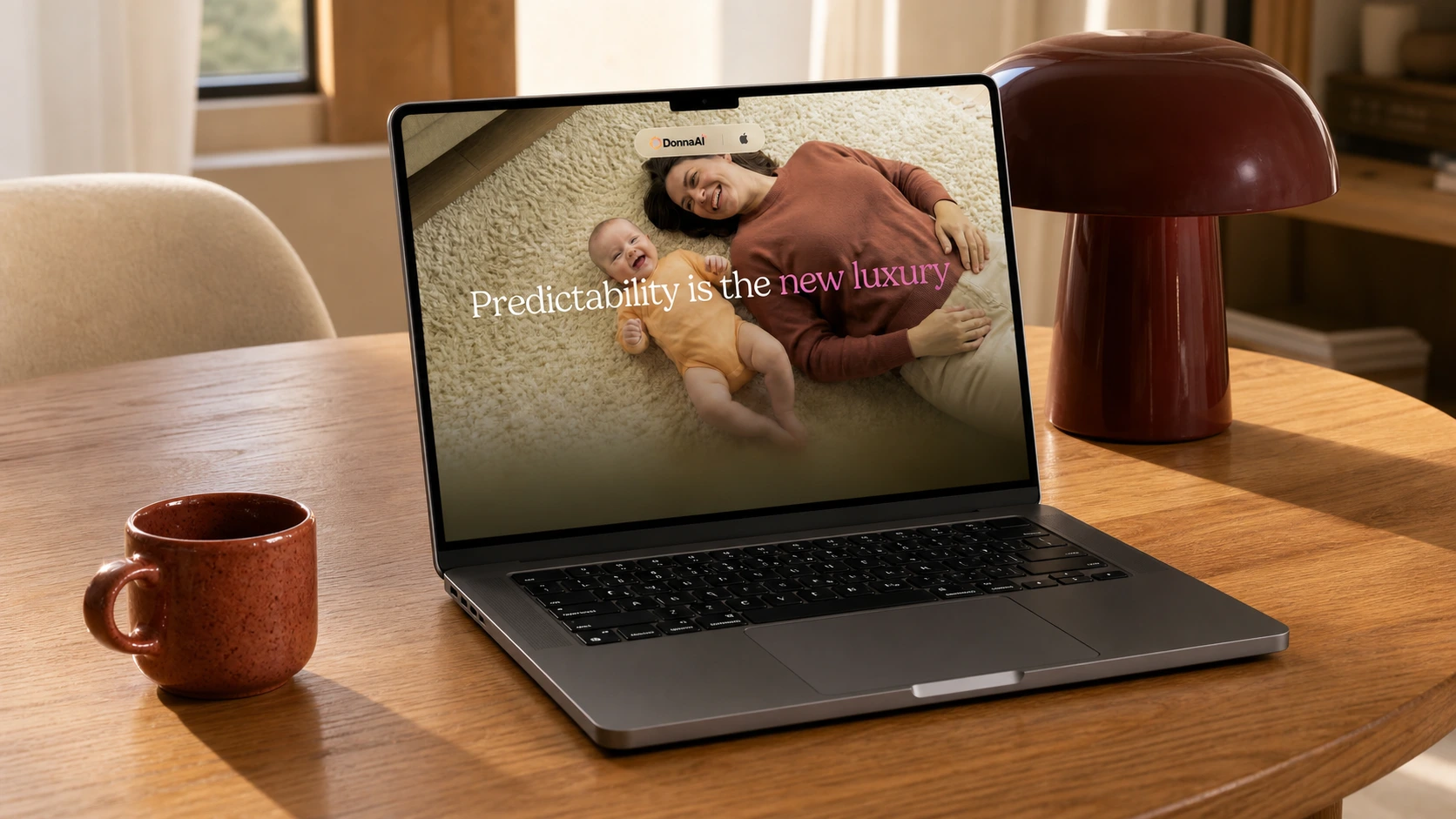 Website da DonnaAI aberto em um laptop