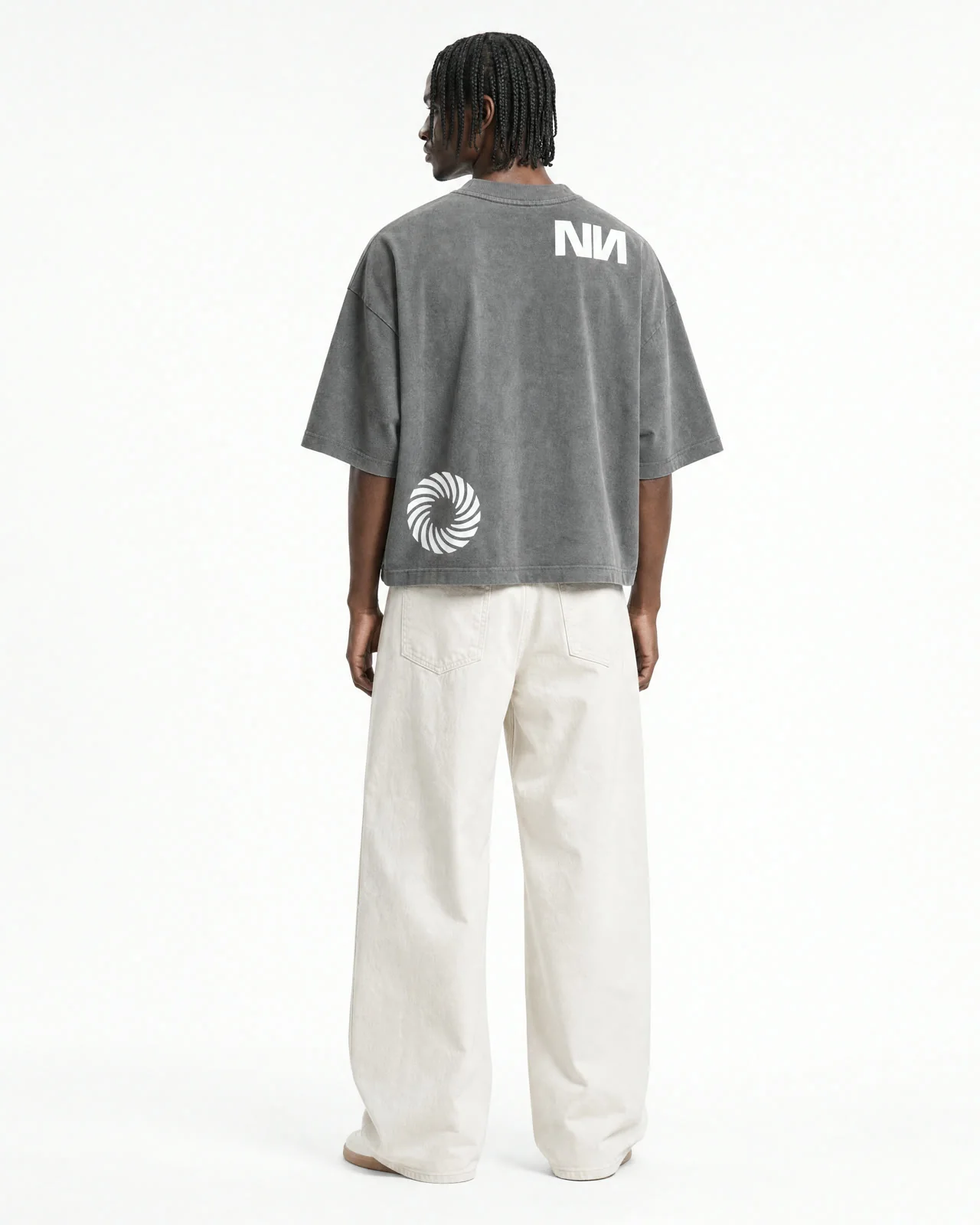 Light BRANNI T-shirt on a model, back view